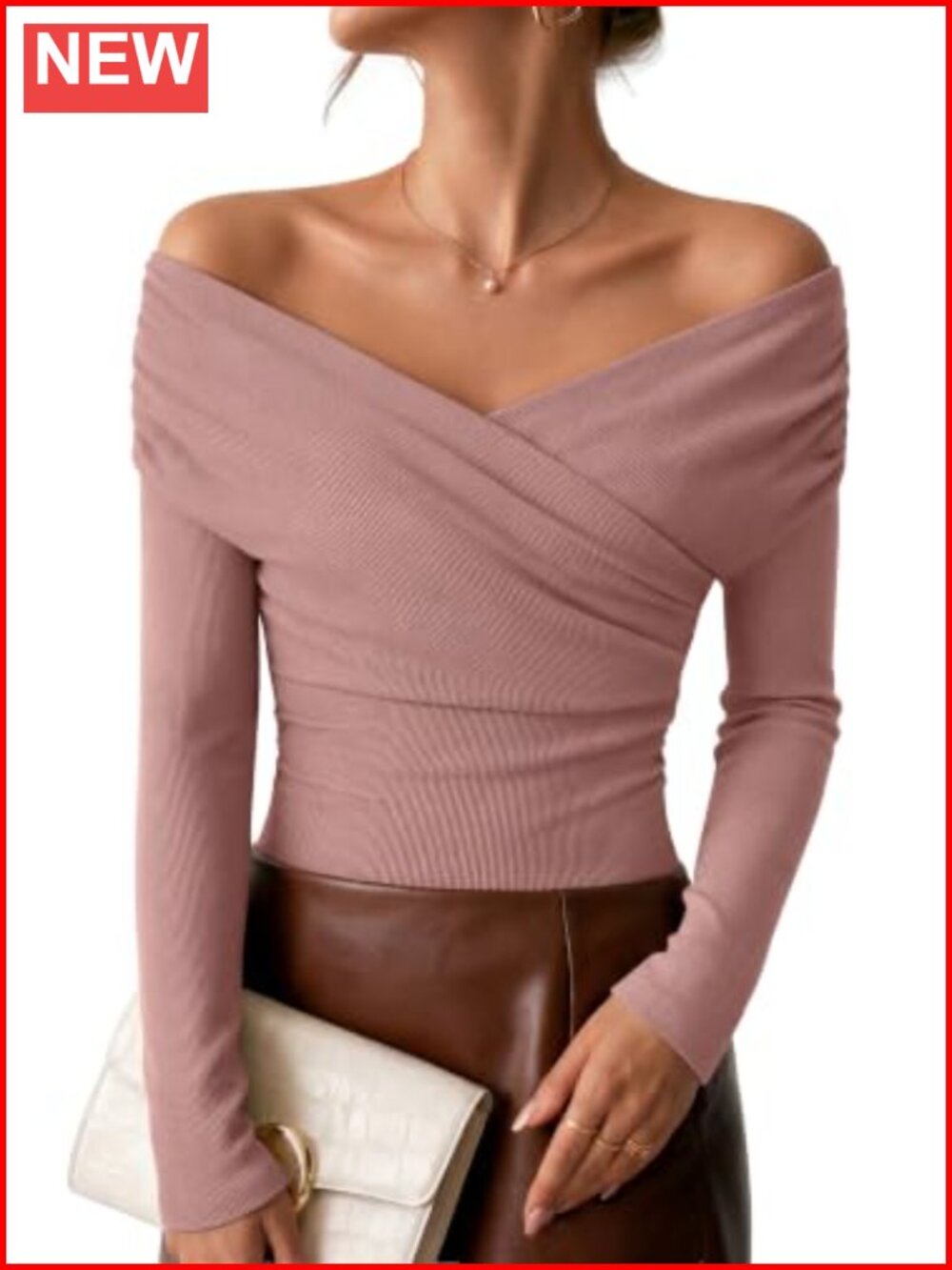 ZESICA Wrap Off Shoulder Long Sleeve Going Out Top Y2K Party Blouse